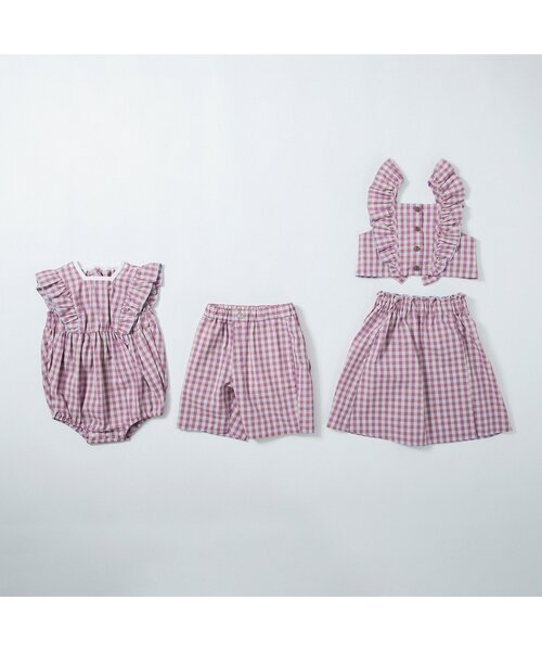 BREEZE（ブリーズ）の「WEB限定 ギンガムチェックセットアップ（セットアップ・キッズ・オレンジ/ラベンダー/ブラック・100/80/90/110/120/130/140）」の15枚目の写真