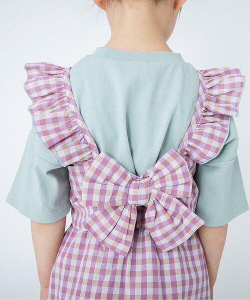 BREEZE（ブリーズ）の「WEB限定 ギンガムチェックセットアップ（セットアップ・キッズ・オレンジ/ラベンダー/ブラック・100/80/90/110/120/130/140）」の21枚目の写真
