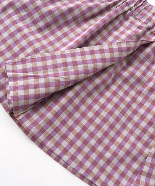 BREEZE（ブリーズ）の「WEB限定 ギンガムチェックセットアップ（セットアップ・キッズ・オレンジ/ラベンダー/ブラック・100/80/90/110/120/130/140）」の4枚目の写真