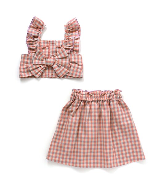 BREEZE（ブリーズ）の「WEB限定 ギンガムチェックセットアップ（セットアップ・キッズ・オレンジ/ラベンダー/ブラック・100/80/90/110/120/130/140）」の7枚目の写真