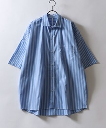 Oversize Drop shoulder broadcloth shirt/オーバーサイズ ドロップショルダー ブロード 半袖シャツ