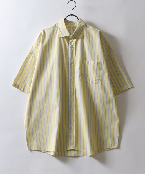 SITRY（シトリー）の「Oversize Drop shoulder broadcloth shirt/オーバーサイズ ドロップショルダー ブロード 半袖シャツ（シャツ/ブラウス・メンズ・ホワイト/ブラック/サックスブルー/グリーン/ホワイト系その他/ブルー系その他/パープル系その他/イエロー系その他/グレイッシュベージュ/ブラック系その他/グリーン系その他・M/L/XL）」の11枚目の写真