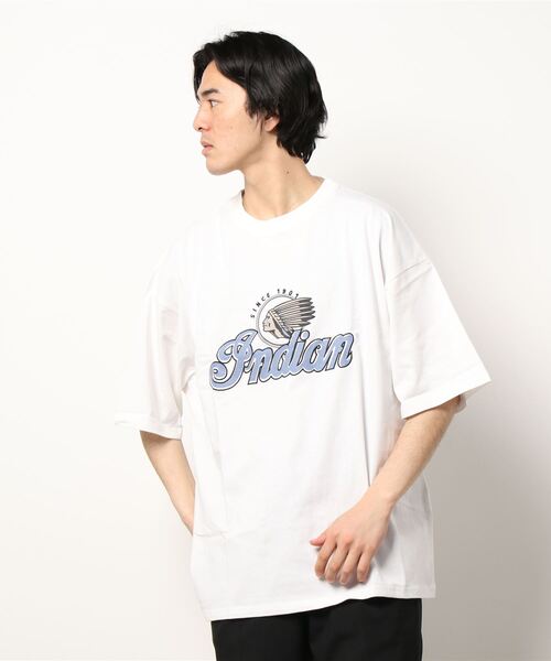 INDIAN（インディアン）の「/Bl/刺繍プリントオーバーサイズTシャツ 半袖 / INDIAN（Tシャツ/カットソー・メンズ・ホワイト/ダークグリーン/ブルーグレー・MEDIUM/LARGE）」の8枚目の写真