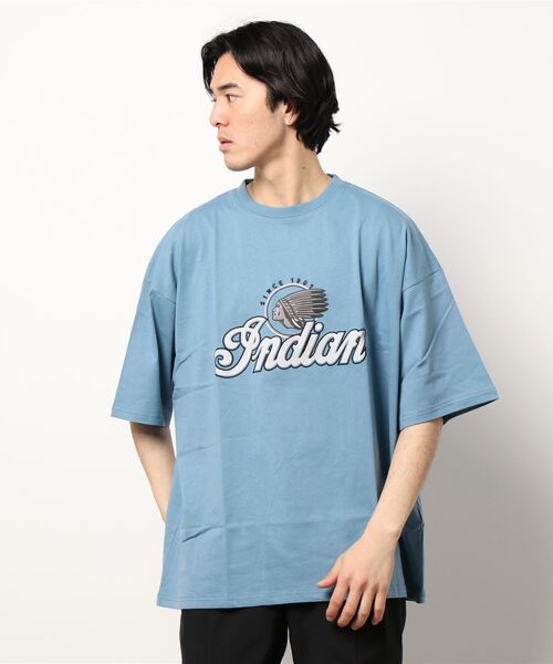 INDIAN（インディアン）の「/Bl/刺繍プリントオーバーサイズTシャツ 半袖 / INDIAN（Tシャツ/カットソー・メンズ・ホワイト/ダークグリーン/ブルーグレー・MEDIUM/LARGE）」の7枚目の写真