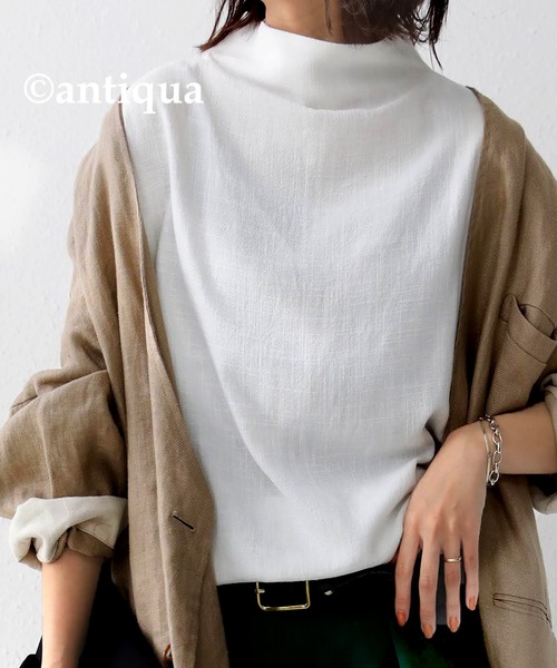 antiqua(アンティカ)の「ボトルネックドルマントップス(Tシャツ/カットソー・レディース・ブラック/ライム/ホワイト・FREE)」の9枚目の写真