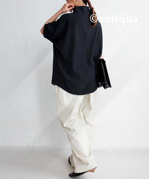 antiqua(アンティカ)の「ボトルネックドルマントップス(Tシャツ/カットソー・レディース・ブラック/ライム/ホワイト・FREE)」の10枚目の写真