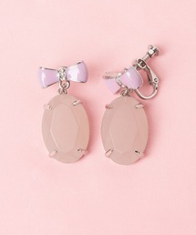 Mel cinna | Mel cinna/ribbon ovalstone earring(イヤリング)