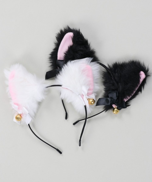 SPINNS（スピンズ）の「猫耳カチューシャ（カチューシャ・レディース・ブラック/ホワイト・ONESIZE）」の3枚目の写真