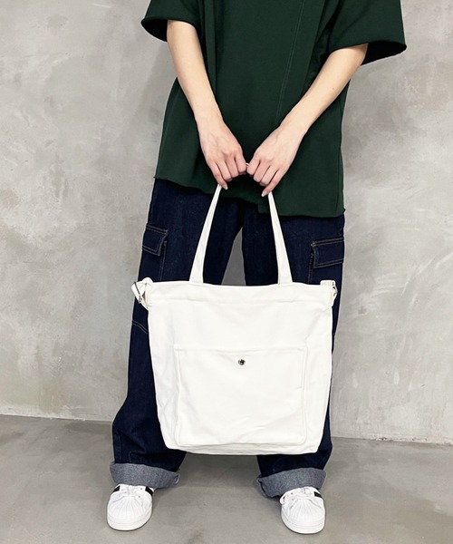 kutir(クティール)の「2WAYキャンバスバッグ(トートバッグ・レディース・ホワイト/ブラック・FREE)」の7枚目の写真
