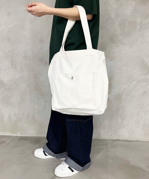 kutir(クティール)の「2WAYキャンバスバッグ(トートバッグ・レディース・ホワイト/ブラック・FREE)」の10枚目の写真