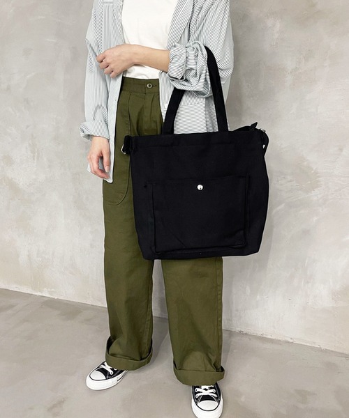 kutir(クティール)の「2WAYキャンバスバッグ(トートバッグ・レディース・ホワイト/ブラック・FREE)」の14枚目の写真