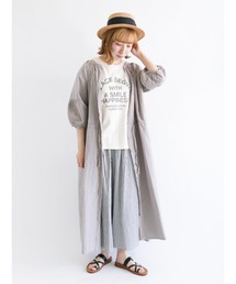 Samansa Mos2 | コットンリネンパフスリーブ前開きワンピース(ワンピース)