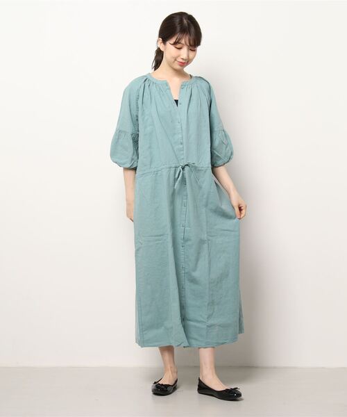 新品　SM2☆ミント／綿麻前開きパフスリーブワンピース 新品 SM2☆ミント／綿麻前開きパフスリーブワンピース - メルカリ