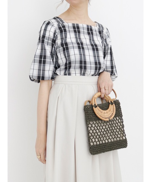Te chichi（テチチ）の「チェックアソートバルーン袖ブラウス（シャツ/ブラウス・レディース・ブラック/ベージュ/ブルー・ﾌﾘ-）」の2枚目の写真