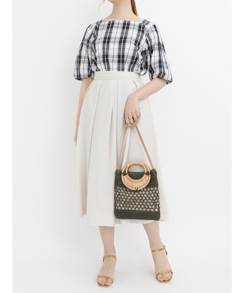 Te chichi（テチチ）の「チェックアソートバルーン袖ブラウス（シャツ/ブラウス・レディース・ブラック/ベージュ/ブルー・ﾌﾘ-）」の4枚目の写真