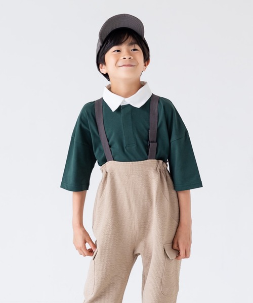 JAM & LINK（ジャムアンドリンク）の「サッカー生地サロペット（サロペット/オーバーオール・キッズ・ベージュ/チャコールグレー/カーキ・130cm/150cm/100cm/110cm/120cm/140cm）」の6枚目の写真