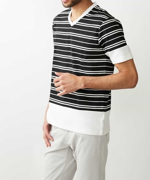 セール ｖネックボーダーｔシャツ Tシャツ カットソー Mk Michel Klein Homme エムケーミッシェルクランオム のファッション通販 Zozotown