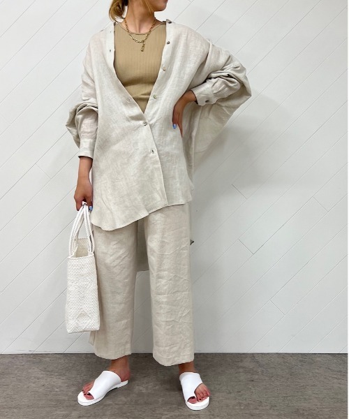 OUVRAGE CLASSE（ウヴラージュクラス）の「リネンカラービッグシャツ（シャツ/ブラウス・レディース・ラベンダー/イエロー/ホワイト/ベージュ・FREE）」の7枚目の写真