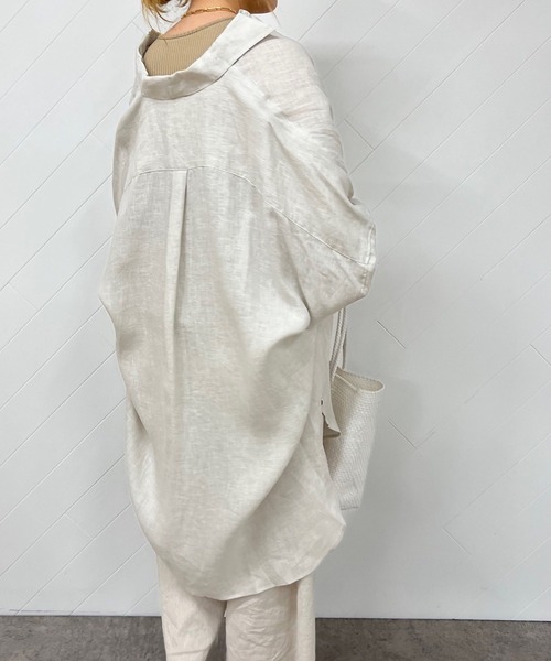 OUVRAGE CLASSE（ウヴラージュクラス）の「リネンカラービッグシャツ（シャツ/ブラウス・レディース・ラベンダー/イエロー/ホワイト/ベージュ・FREE）」の8枚目の写真