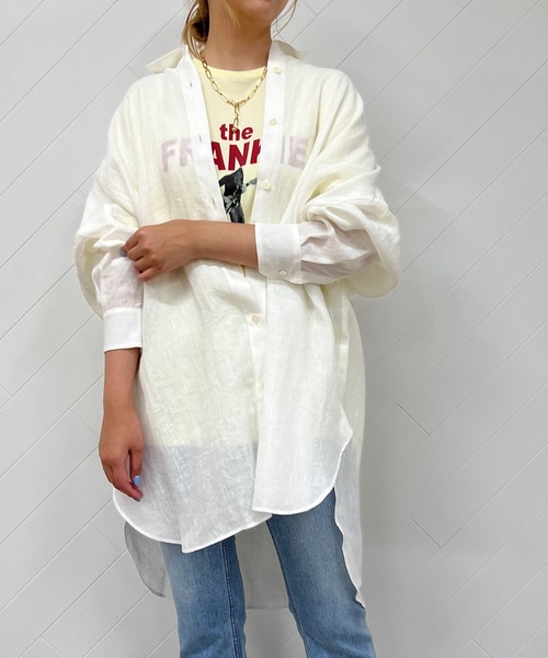 OUVRAGE CLASSE（ウヴラージュクラス）の「リネンカラービッグシャツ（シャツ/ブラウス・レディース・ラベンダー/イエロー/ホワイト/ベージュ・FREE）」の10枚目の写真