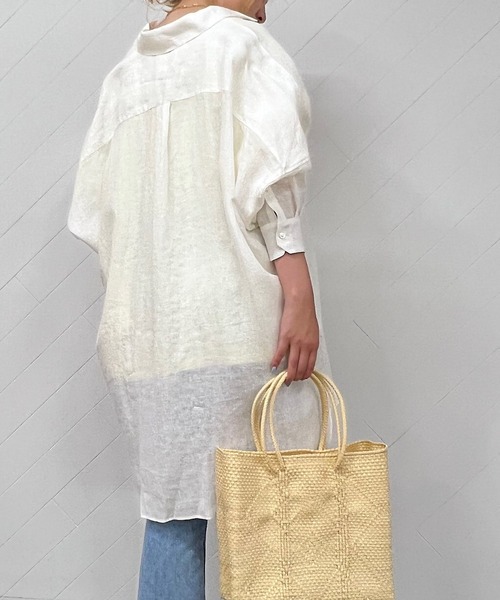 OUVRAGE CLASSE（ウヴラージュクラス）の「リネンカラービッグシャツ（シャツ/ブラウス・レディース・ラベンダー/イエロー/ホワイト/ベージュ・FREE）」の12枚目の写真