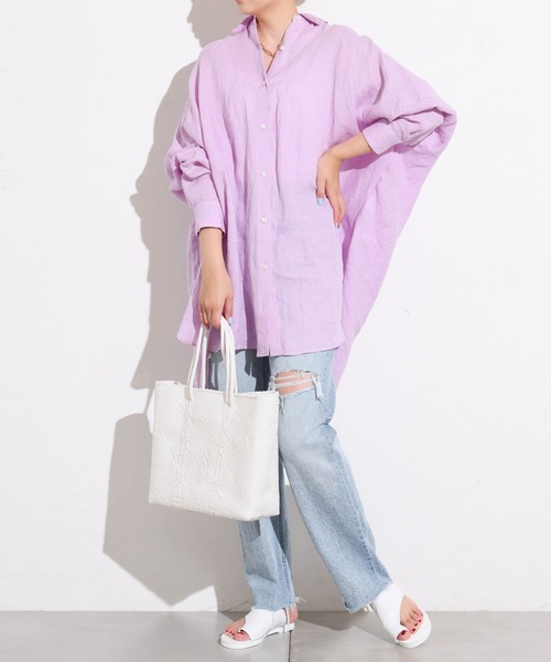 OUVRAGE CLASSE（ウヴラージュクラス）の「リネンカラービッグシャツ（シャツ/ブラウス・レディース・ラベンダー/イエロー/ホワイト/ベージュ・FREE）」の19枚目の写真