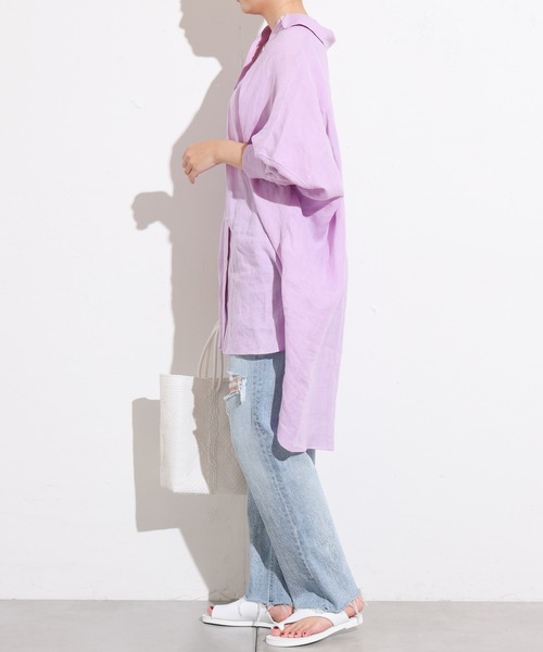 OUVRAGE CLASSE（ウヴラージュクラス）の「リネンカラービッグシャツ（シャツ/ブラウス・レディース・ラベンダー/イエロー/ホワイト/ベージュ・FREE）」の18枚目の写真
