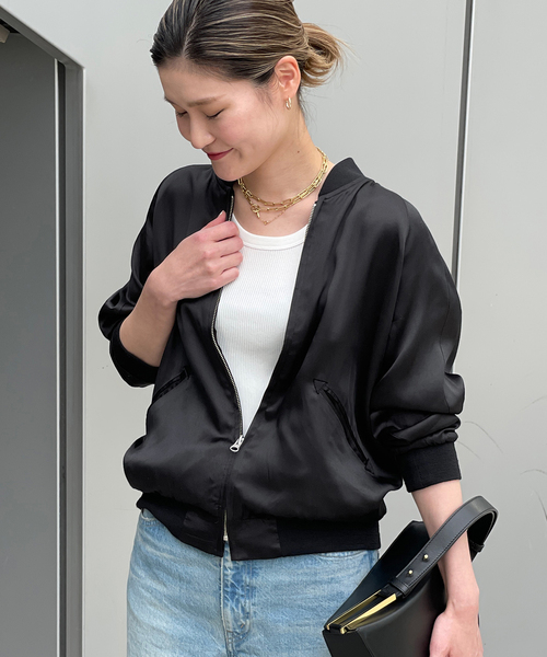 AP STUDIO（エーピーストゥディオ）の「SCENTOF New サテンブルゾン（ブルゾン・レディース・ブラック/ナチュラル・FREE）」の2枚目の写真