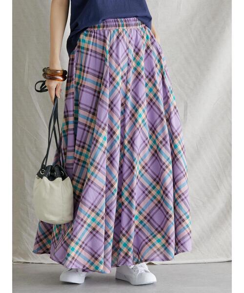 AMERICAN HOLIC(アメリカンホリック)の「ボリュームチェックフレアスカート(スカート・レディース・パープル/イエロー/グリーン・L/M)」の7枚目の写真