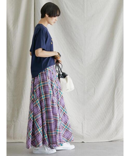 AMERICAN HOLIC(アメリカンホリック)の「ボリュームチェックフレアスカート(スカート・レディース・パープル/イエロー/グリーン・L/M)」の11枚目の写真