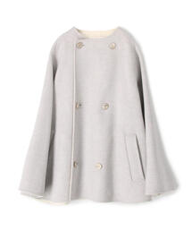 ■ウールダブルフェイス ショートノーカラートレンチコート