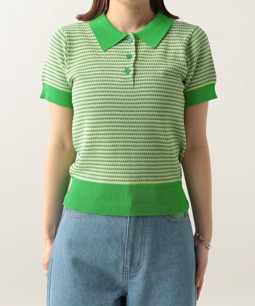 Heather（ヘザー）の「マルチカラーニットポロ（半袖） 350780