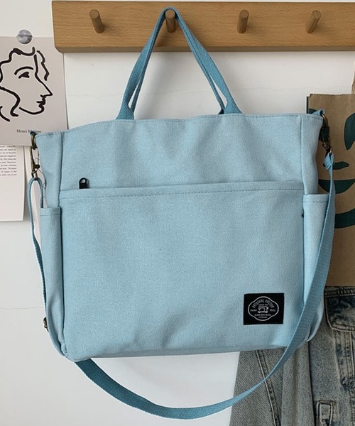 LUGG NAGG(ラグナグ)の「キャンバス2wayトートバッグ ショルダーストラップ付き(トートバッグ・レディース・ブラック/ベージュ/ブラック系その他/ネイビー/ブラウン系その他/オフホワイト/マスタード/ホワイト系その他/ライトブルー・FREE)」の8枚目の写真