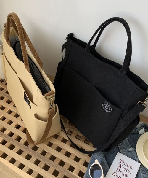 LUGG NAGG(ラグナグ)の「キャンバス2wayトートバッグ ショルダーストラップ付き(トートバッグ・レディース・ブラック/ベージュ/ブラック系その他/ネイビー/ブラウン系その他/オフホワイト/マスタード/ホワイト系その他/ライトブルー・FREE)」の18枚目の写真