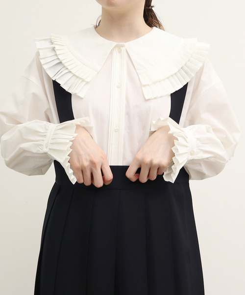 I am I in fact...（アイアムアイインファクト）の「ZAG ZAG pleats blouse（シャツ/ブラウス・レディース・ホワイト/ブラック/パープル・FREE）」の4枚目の写真