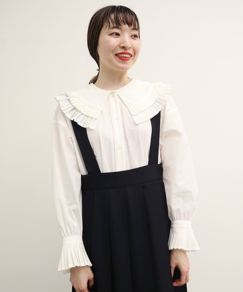 I am I in fact...（アイアムアイインファクト）の「ZAG ZAG pleats blouse（シャツ/ブラウス・レディース・ホワイト/ブラック/パープル・FREE）」の5枚目の写真