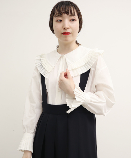 I am I in fact...（アイアムアイインファクト）の「ZAG ZAG pleats blouse（シャツ/ブラウス・レディース・ホワイト/ブラック/パープル・FREE）」の6枚目の写真