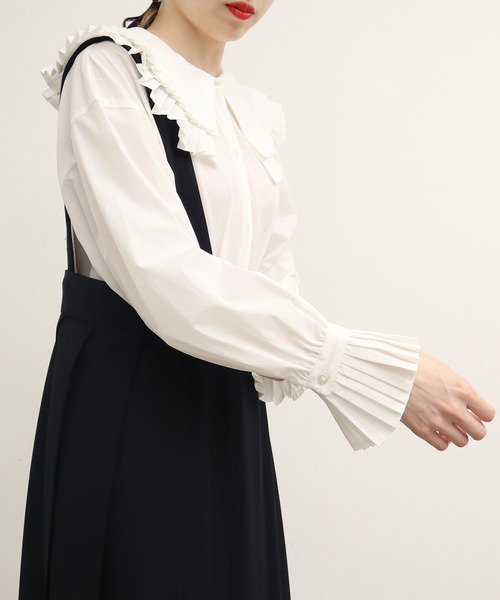 I am I in fact...（アイアムアイインファクト）の「ZAG ZAG pleats blouse（シャツ/ブラウス・レディース・ホワイト/ブラック/パープル・FREE）」の7枚目の写真