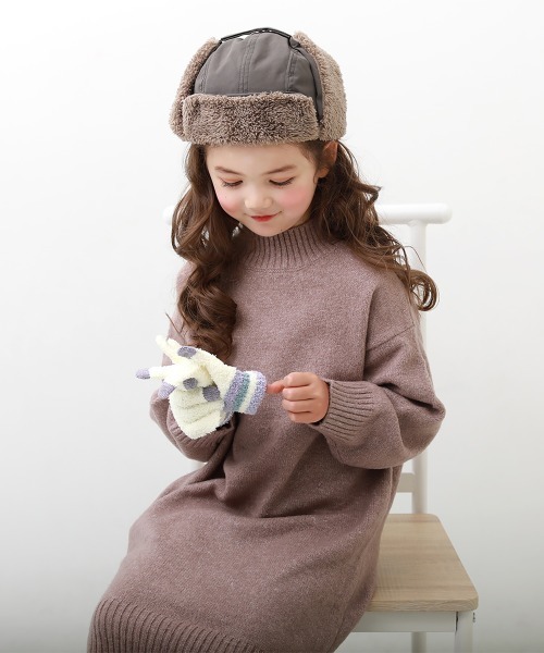 devirock(デビロック)の「スマホ対応 ニット手袋(手袋・キッズ・ネイビー/アイボリー/グレー・ONE SIZE)」の4枚目の写真