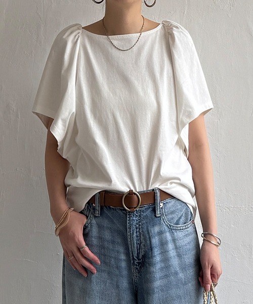 LBC(エルビーシー)の「ワイドスリーブtee(Tシャツ/カットソー・レディース・ホワイト/ミント/チャコールグレー・L/M)」の1枚目の写真