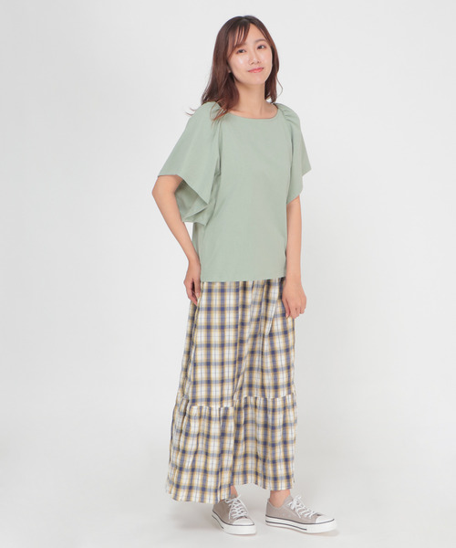 LBC(エルビーシー)の「ワイドスリーブtee(Tシャツ/カットソー・レディース・ホワイト/ミント/チャコールグレー・L/M)」の11枚目の写真