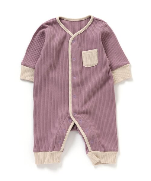Ampersand（アンパサンド）の「premier リブカバーオール（ロンパース・キッズ・アイボリー/ピンク/ラベンダー/オリーブ/ブラウン・80/70/60）」の5枚目の写真