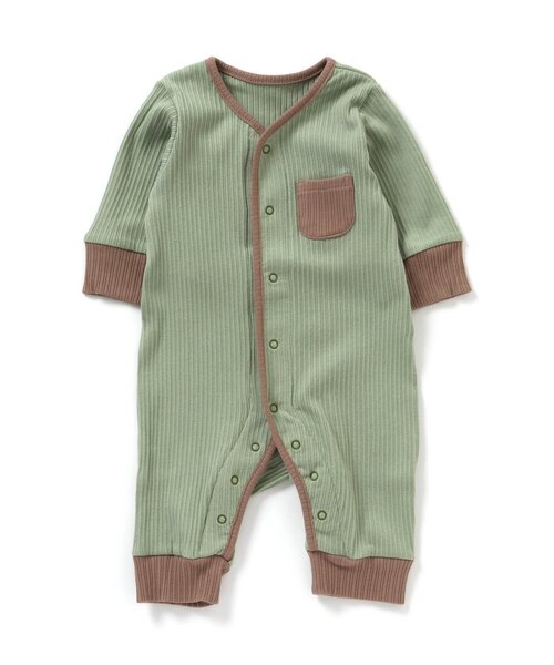 Ampersand（アンパサンド）の「premier リブカバーオール（ロンパース・キッズ・アイボリー/ピンク/ラベンダー/オリーブ/ブラウン・80/70/60）」の4枚目の写真