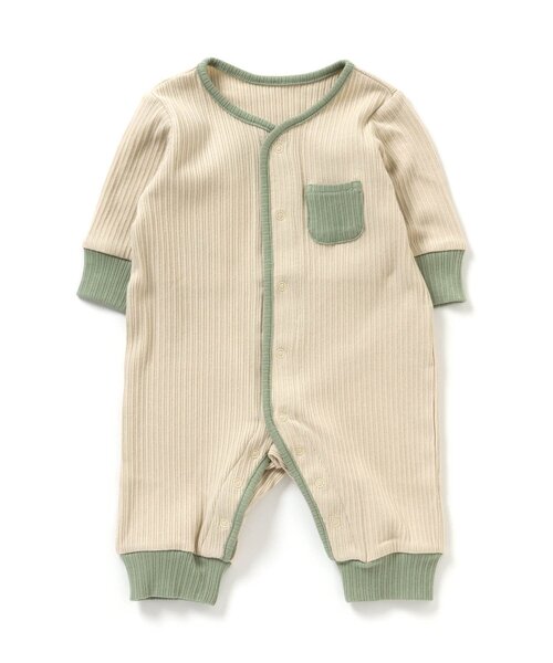 Ampersand（アンパサンド）の「premier リブカバーオール（ロンパース・キッズ・アイボリー/ピンク/ラベンダー/オリーブ/ブラウン・80/70/60）」の2枚目の写真