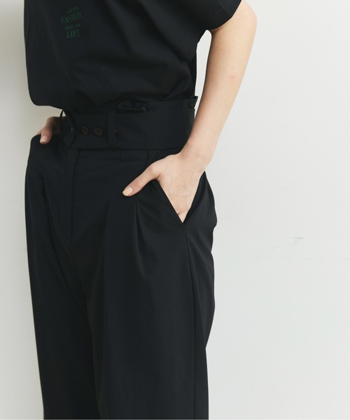 CEL ANSWER（シーイーエルアンサー）の「ハイウエストタックパンツ（スラックス・レディース・チャコールグレー/ブラック・FREE/S）」の10枚目の写真