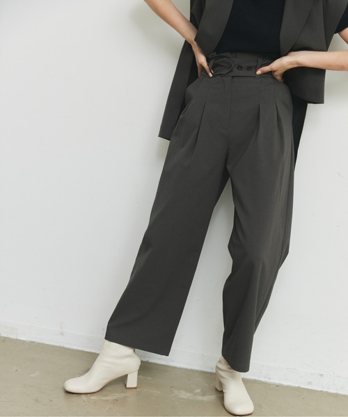 CEL ANSWER（シーイーエルアンサー）の「ハイウエストタックパンツ（スラックス・レディース・チャコールグレー/ブラック・FREE/S）」の13枚目の写真