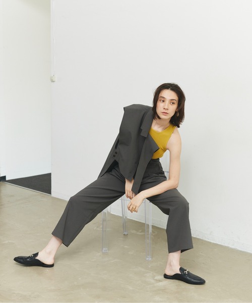 CEL ANSWER（シーイーエルアンサー）の「ハイウエストタックパンツ（スラックス・レディース・チャコールグレー/ブラック・FREE/S）」の17枚目の写真