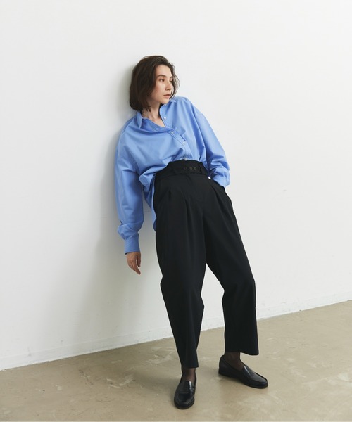 CEL ANSWER（シーイーエルアンサー）の「ハイウエストタックパンツ（スラックス・レディース・チャコールグレー/ブラック・FREE/S）」の4枚目の写真