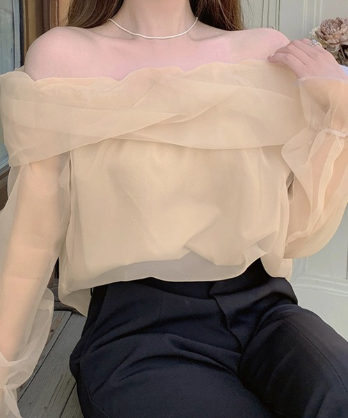 Dita Muaj.(ディータムアージュ)の「シースルーオフショルシフォンブラウス(Tシャツ/カットソー・レディース・アイボリー・S/M)」の14枚目の写真