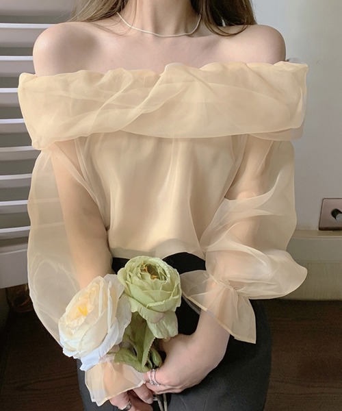 Dita Muaj.(ディータムアージュ)の「シースルーオフショルシフォンブラウス(Tシャツ/カットソー・レディース・アイボリー・S/M)」の8枚目の写真